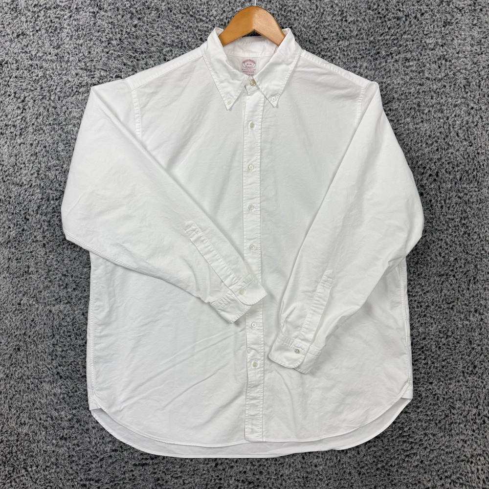 Brooks Brothers MAKERS Shirt Mens 18-36 White Oxford Traditional Supima USA OCBD
